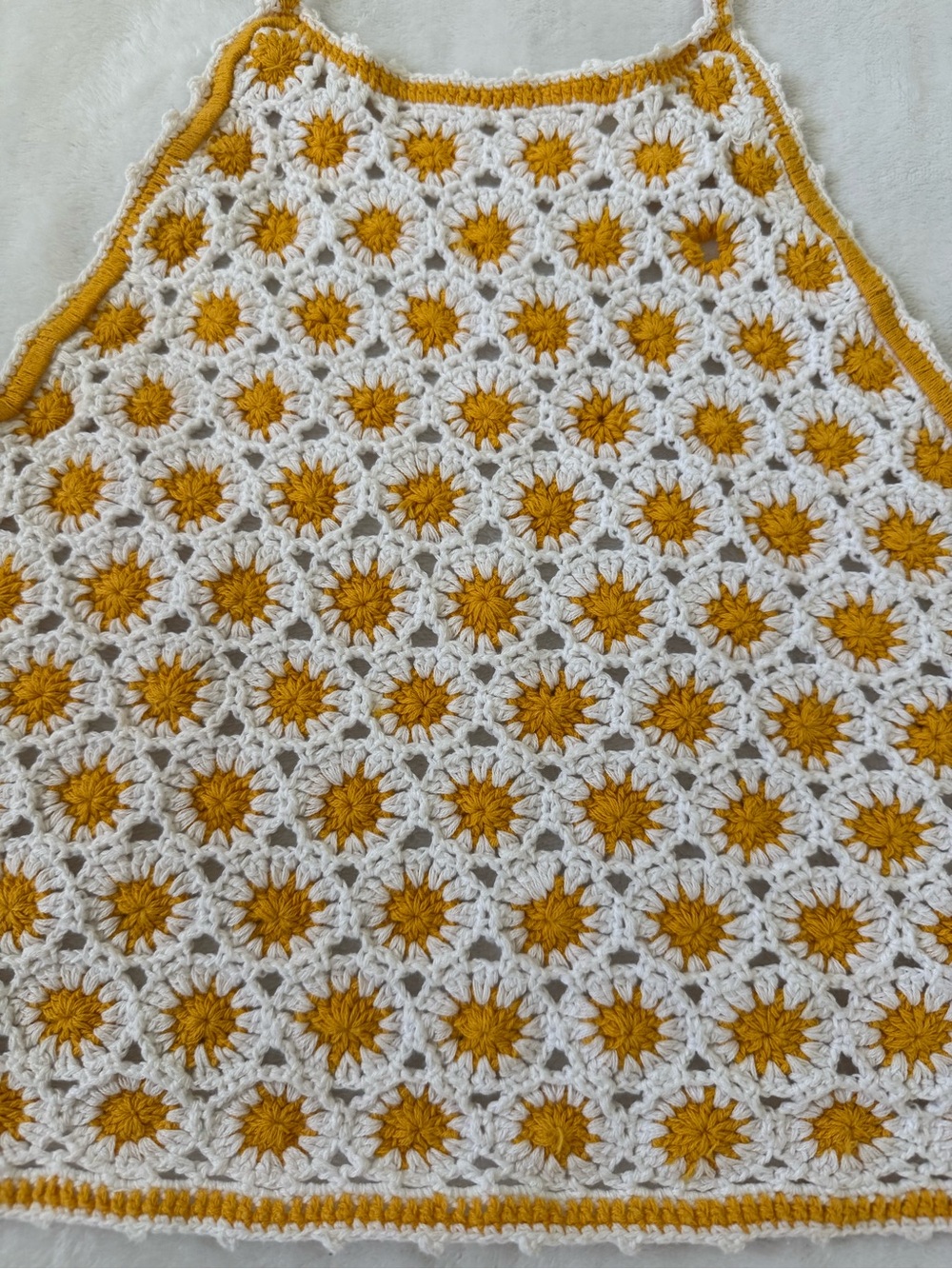 Crochet Daisy Halter Top Boho Festival Cottagecore Coquette One Size - Picture 5 of 7